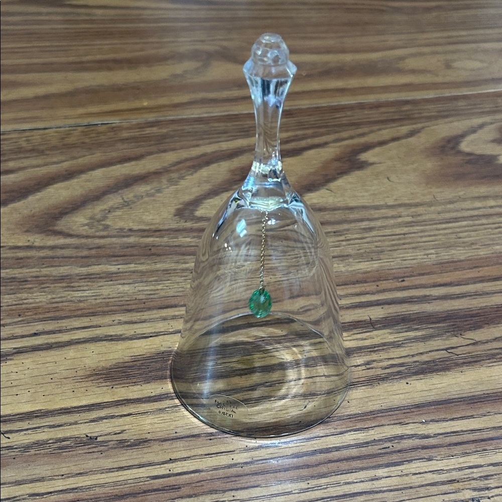 Avon Clear 24%Crystal Hand Bell with Green Accent